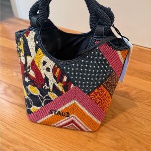 STAUD Colorful Beaded Tote Bag